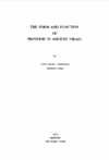 Thompson J.M.  The form and function of proverbs in Ancient Israel